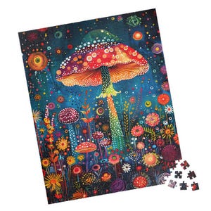 Fantasy Mushroom Puzzle. Colorful Fantasy Fairy Woodland Jigsaw. Fun Family Activity. Great Gift for Birthdays, Get Well, or Nursing Homes