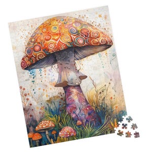 Magical Mushroom - Watercolor Jigsaw Puzzle. Fun Tech-free Family Activity. Great Gift for Birthdays, Hospital Paitents, and Nursing Homes