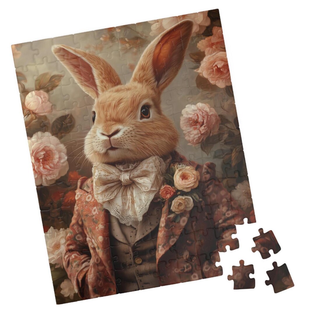 Portrait of a Gentleman Rabbit Puzzle, Elegant Bunny in Historical ...
