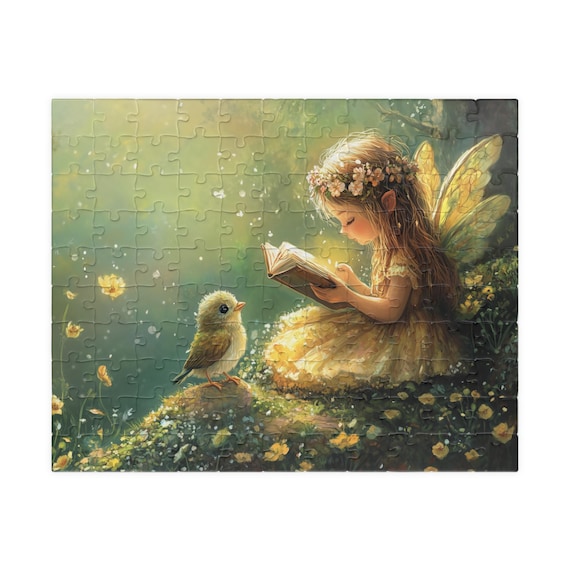 鳥に読み聞かせをする妖精のジグソーパズル：魔法の森のファンタジー