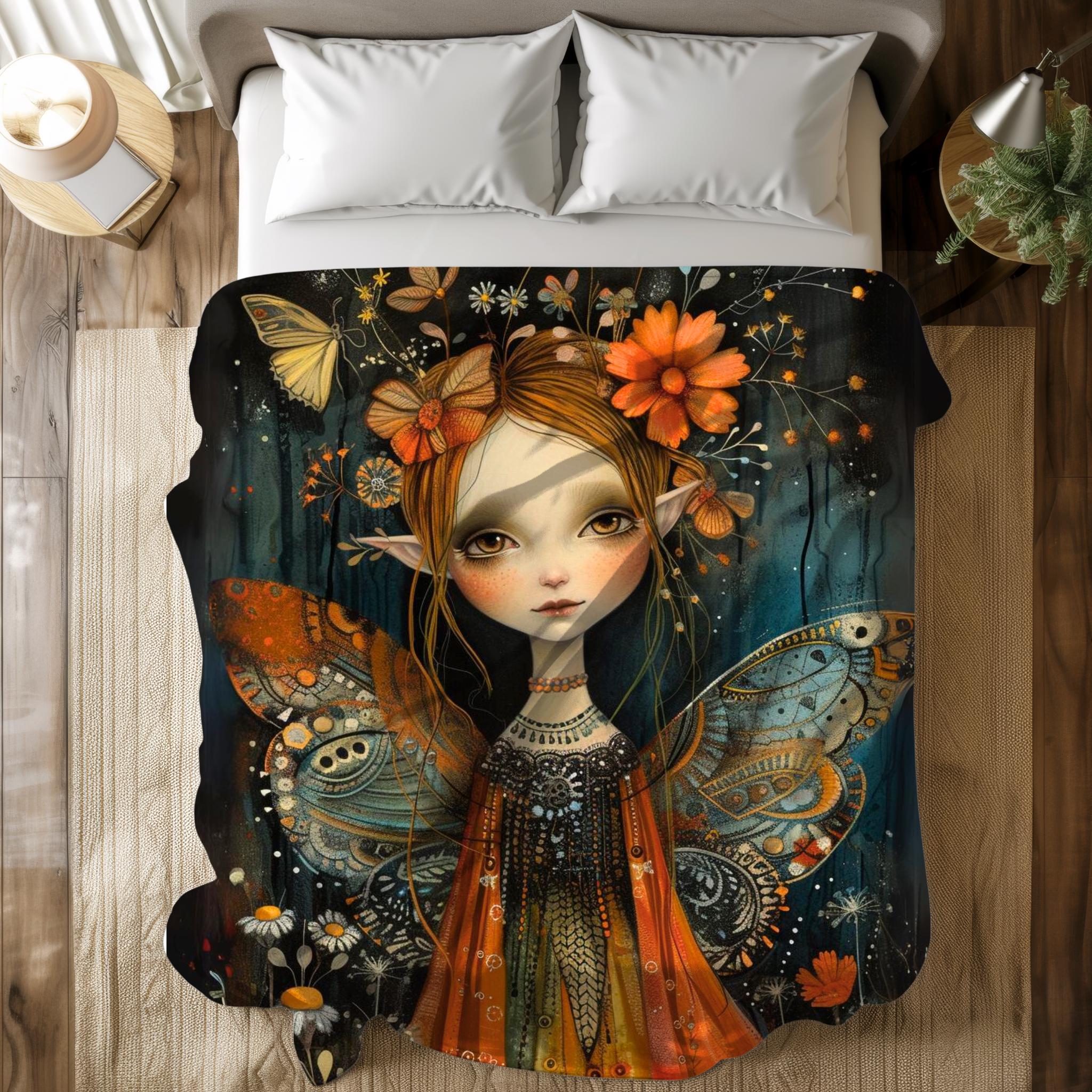 ボヘミアンフェアリーアートブランケット：ソフトで軽量なフリース