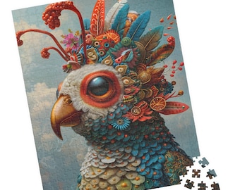 Whimsical Hawk Puzzle. Fun Fantasy Floral Bird Jigsaw. Tech-free Family Activity. Great Gift for Birthdays, Paitents, and Nuring Homes