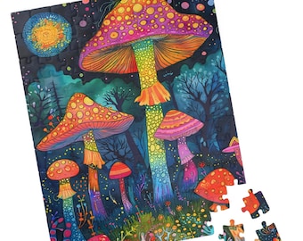 Psychedelisches Pilz Puzzle: Lustiges Geschenk für Erwachsene & Kinder