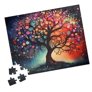 Tree of Life Summer Jigsaw. Colorful Fantasy Nature Puzzle. Relaxing for One. Tech-free Group Activity. Great Gift for Hospital Patients.