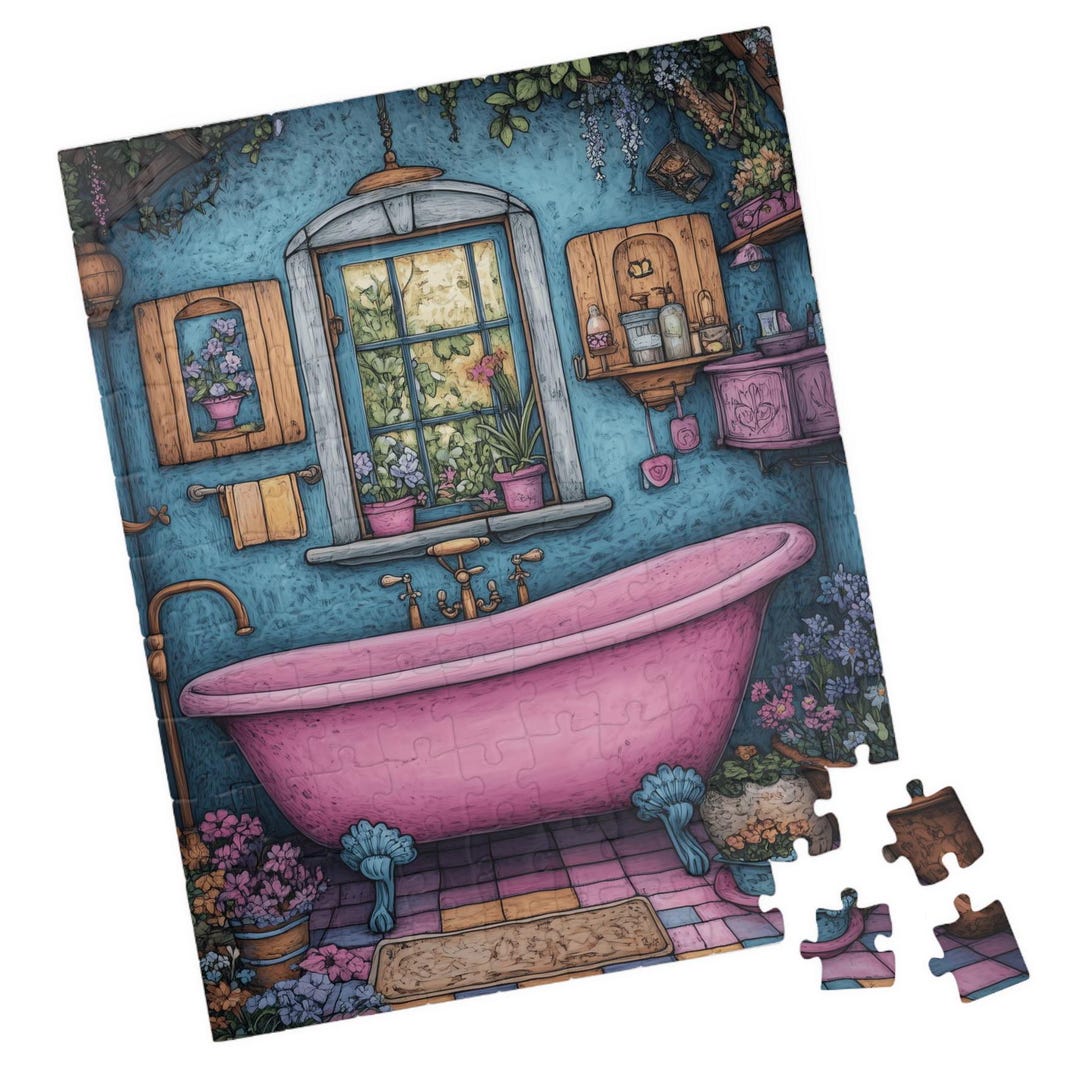 Fairy House Bathroom Jigsaw Puzzle: Whimsical Cottage Family Activity ...