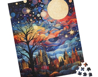 Magical Night Jigsaw Puzzle: Fantasy Castle, Stars & Moon