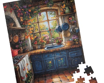 Fairytale Cottage Kitchen Puzzle. Interior Home Art Jigsaw. Home Decor Scene Gift for Birthday, Holiday and Get Well. Fun Family Activity