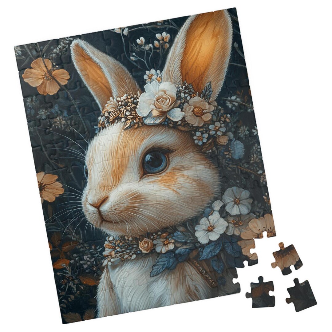 Rabbit Jigsaw Puzzle: Spring Floral Crown, Animal Lovers Gift - Etsy