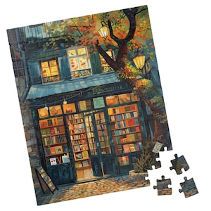 Hidden Book Shop - Jigsaw Puzzle. Great Gift for Birthdays, Paitents, and Nursing Homes. Impressionist Style. Tech-free Activity.