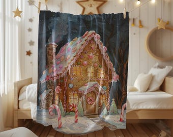 Pink Gingerbread House - Soft Lightweight All Seasons Art Blanket. Gift for Birthdays, Holidays, Hospital Patients and Nursing Homes