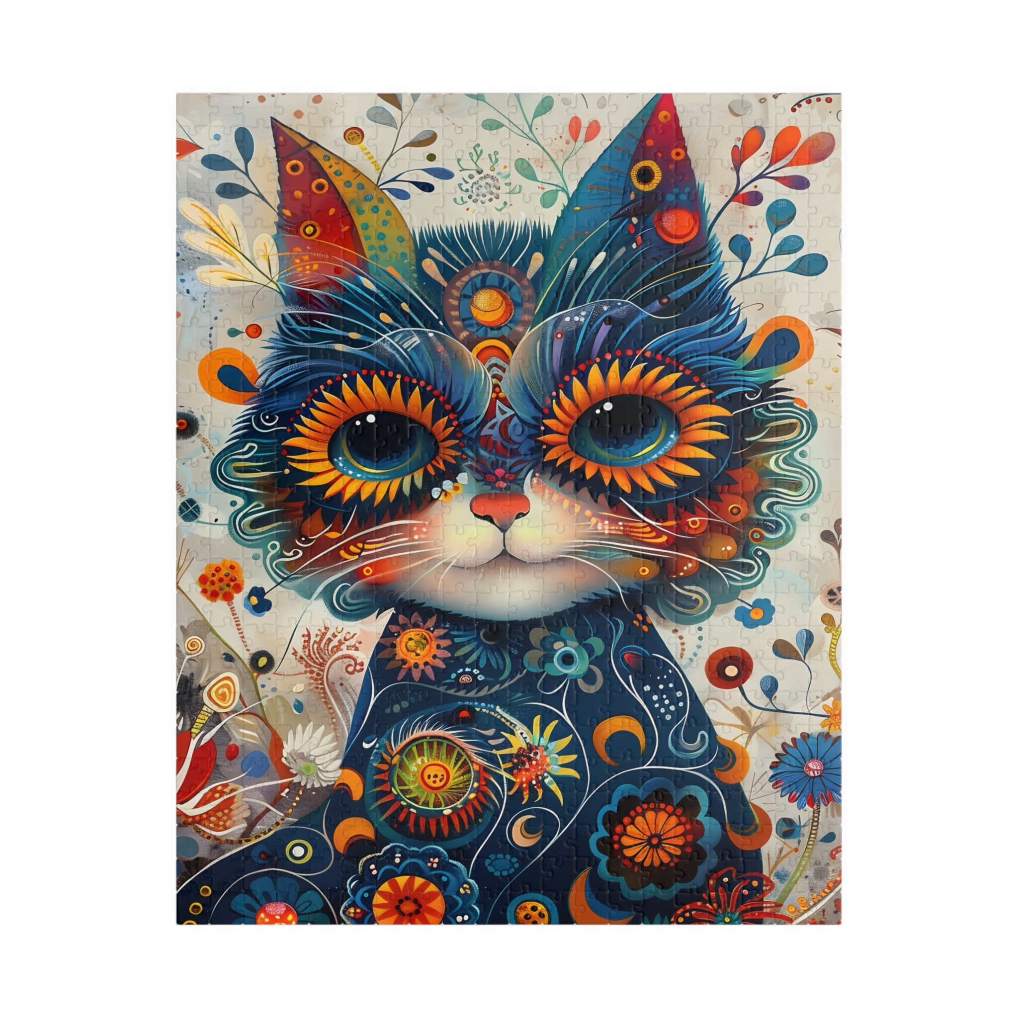 Whimsical Floral Cat Puzzle. Flower Kitty Jigsaw. Fun Tech-free Family ...