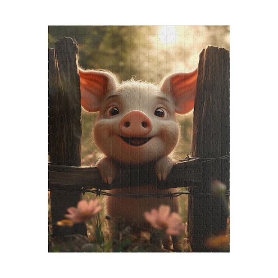 Happy Pig Jigsaw Puzzle: Tech-free Family Activity - Etsy