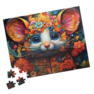 Boho Fantasy Mouse Jigsaw Puzzle. Unique Gift for Animal Lovers. Tech-free Family Activity. Fun for Kids. Great for Hospital Patients.