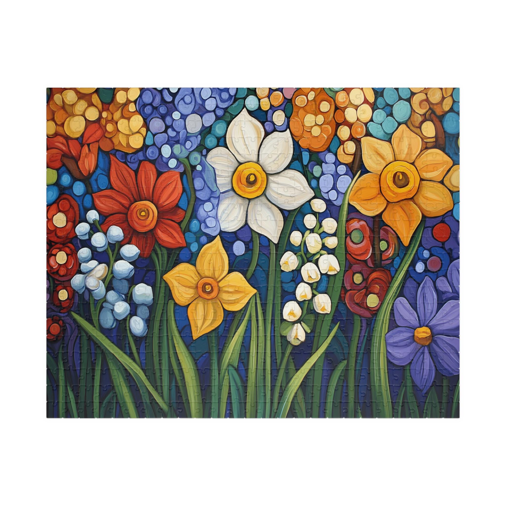 Spring Garden III Jigsaw. Expressionist Flower Art Puzzle. Gift