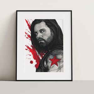 The Winter Soldier Portrait Print in Charcoal & Marker (NO FRAME)