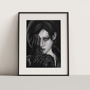 Impressão de retrato a carvão de Ada Wong: Resident Evil 4 Remake (SEM MOLDURA)