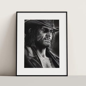 John Marston-houtskoolportretafdruk (GEEN LIJST)