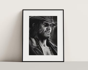 John Marston Träkolsporträtttryck (UTAN RAM)