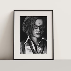Jill Valentine Charcoal Portrait Print (NO FRAME)