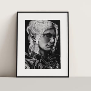 Minthara Baldurs Gate 3 Charcoal Portrait Print (NO FRAME)