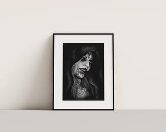 Daniela Dimitrescu Resident Evil Village Charcoal Portrait Print (NO FRAME)