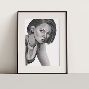Jill Valentine Charcoal Portrait Print: Resident Evil (NO FRAME)