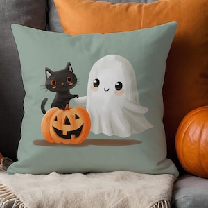 Cute Spooky Ghost Pillow Gift for Camping and Cabin Lover, Halloweenful Home Decor for Planning Vacation, giftful-pillow Lodge Decor Cushion
