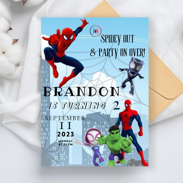 Spiderman and Hulk Party Invites Etsy