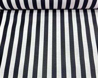 Black Striped Duck Fabric by the Yard, Water Repellent Outdoor Material for Upholstery, Cushions, and Sewing Projects