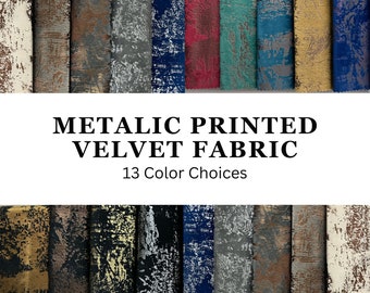 Metalic Printed Velvet Fabric by the Yard, Luxury Velvet Curtain Fabric, Shiny Velvet Fabric for Drapery and Upholstery, Furniture Fabric