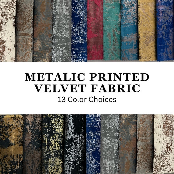 Metalic Printed Velvet Fabric by the Yard, Luxury Velvet Curtain Fabric, Shiny Velvet Fabric for Drapery and Upholstery, Furniture Fabric