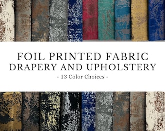 Foil Printed Drapery Fabric by the Yard, Curtain Fabric Meter, Designer Upholstery and Drapery Fabric, Velvet Fabric for Runner and Pillows