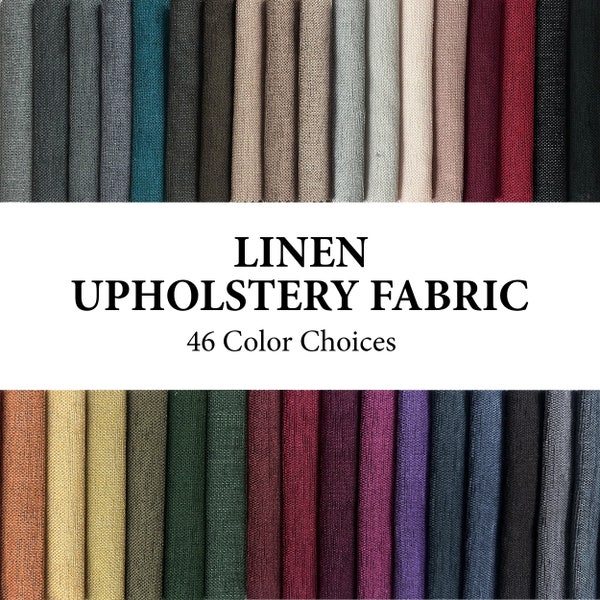 Linen Fabric By the Yard, Heavy Upholstery Linen Fabric, Solid Furniture Fabric, Pillow Fabric by Meter, 55 inches Wide, 46 Color Choices