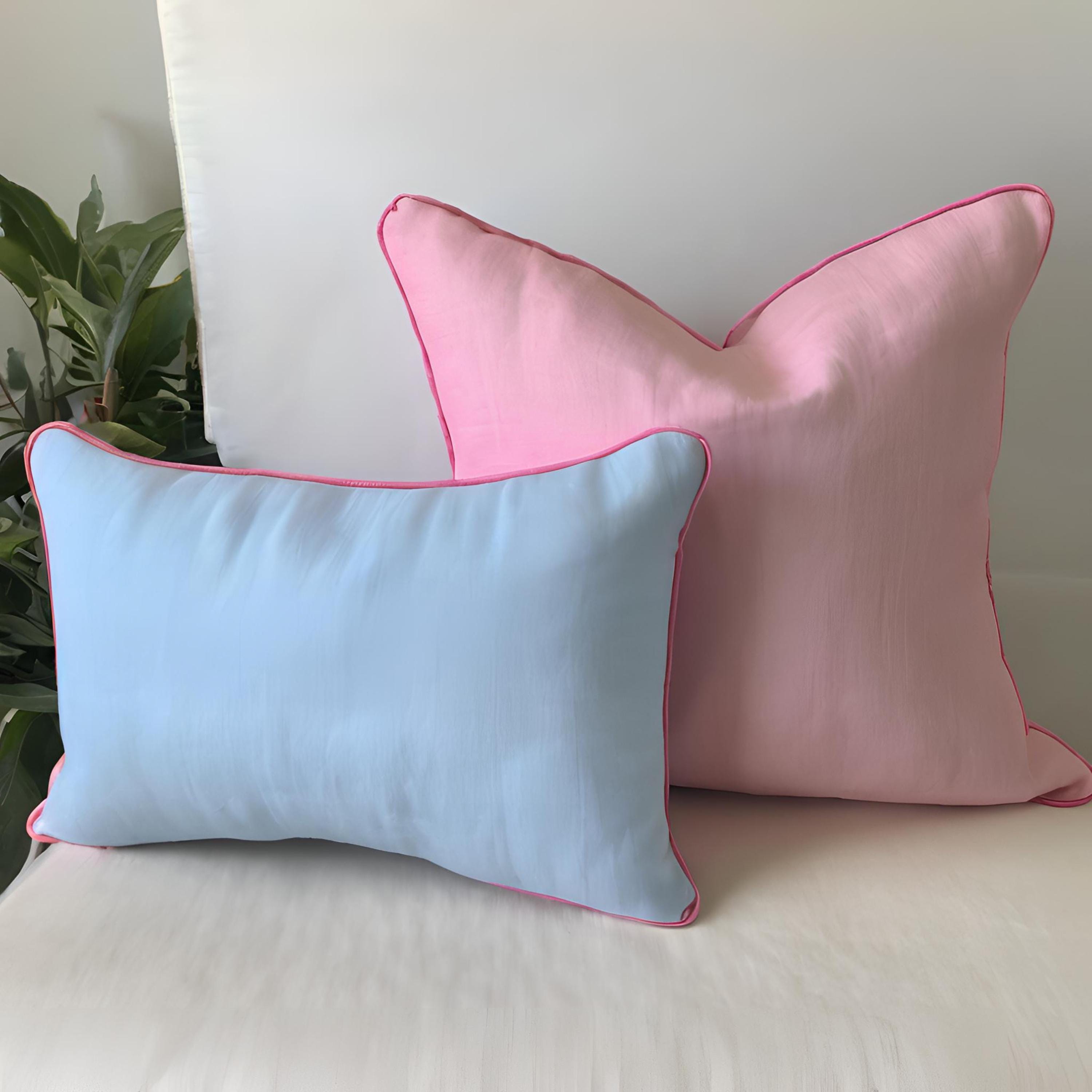 Piping Cotton Throw Pillow Cover, 100% Cotton Lumbar Pillow Cover, Natural Cotton Pillows for Bedroom, Corded Decorative Cotton Pillowcases