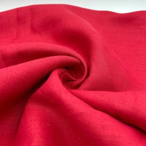 Red Natural Linen Fabric by the Yard, Red Linen Fabric Meter, 100% Linen Fabric for Runner and Curtain, Fabric for Fashion and Clothing