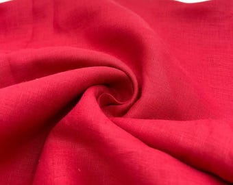 Tela de lino natural roja cortada a medida, metro de tela de lino roja, tela 100% lino para alfombras y cortinas, tela para moda y ropa.