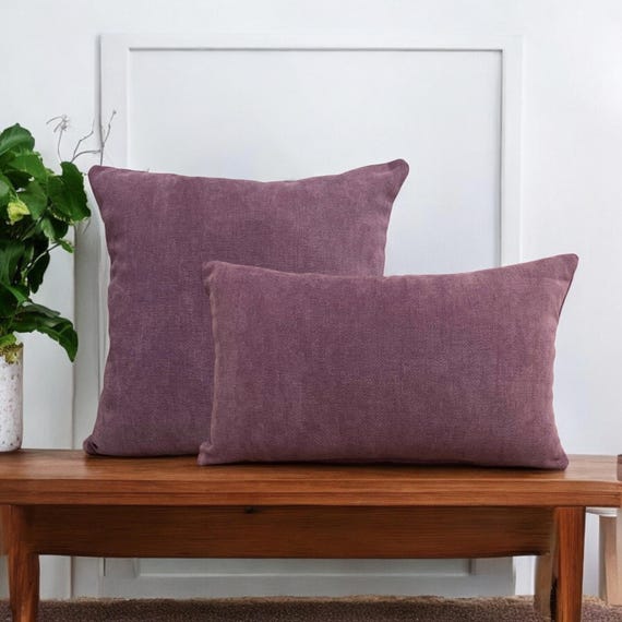 Lilac Chenille Throw Pillow Cover, Soft Chenille Pillow Cover, Purple Chenille Cushion Cover, Lilac Pillow for Couch, Purple Euro Sham Cover