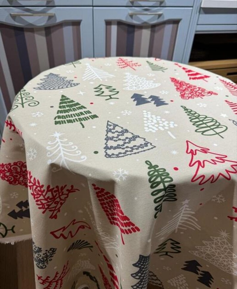 Christmas Upholstery Fabric by the Yard, Beige Xmas Fabric for Pillow