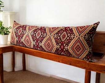 Traditional Kilim Throw Pillow Cover, Designer Kilim Pillows, Ottoman and Turkish Pillowcase, Kilim Lumbar Pillow, Large Kilim Cushion Cover
