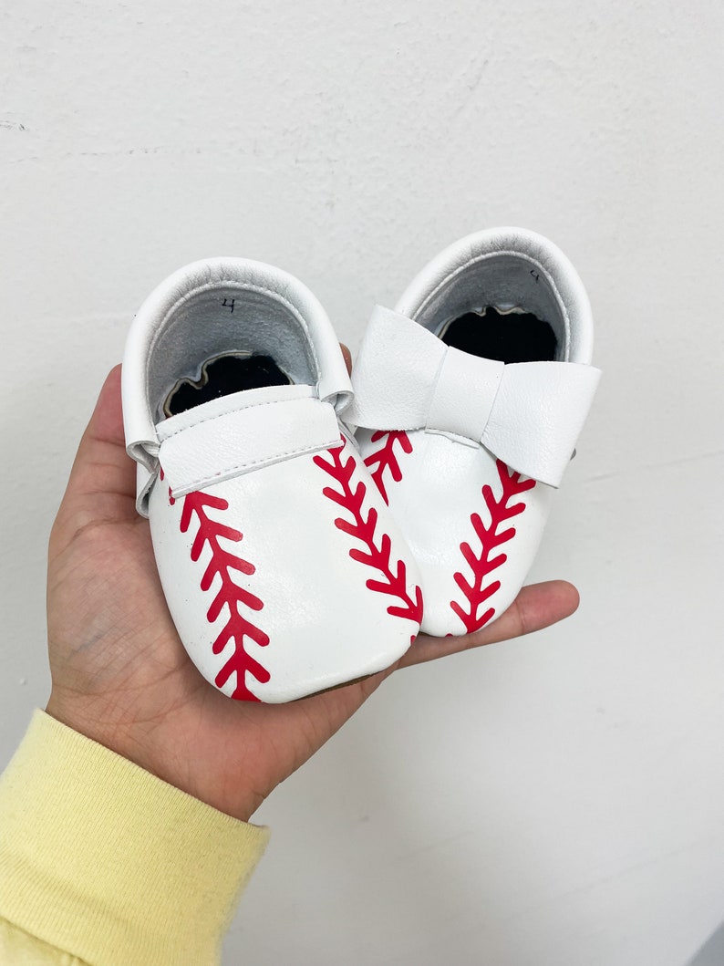 Baseball Loafers baby moccasins, baby soft sole shoe, baby crib shoes,, baby shoes, soft sole moccasins image 4