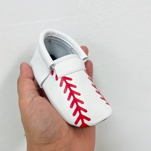 Baseball Loafers baby moccasins, baby soft sole shoe, baby crib shoes,, baby shoes, soft sole moccasins image 2