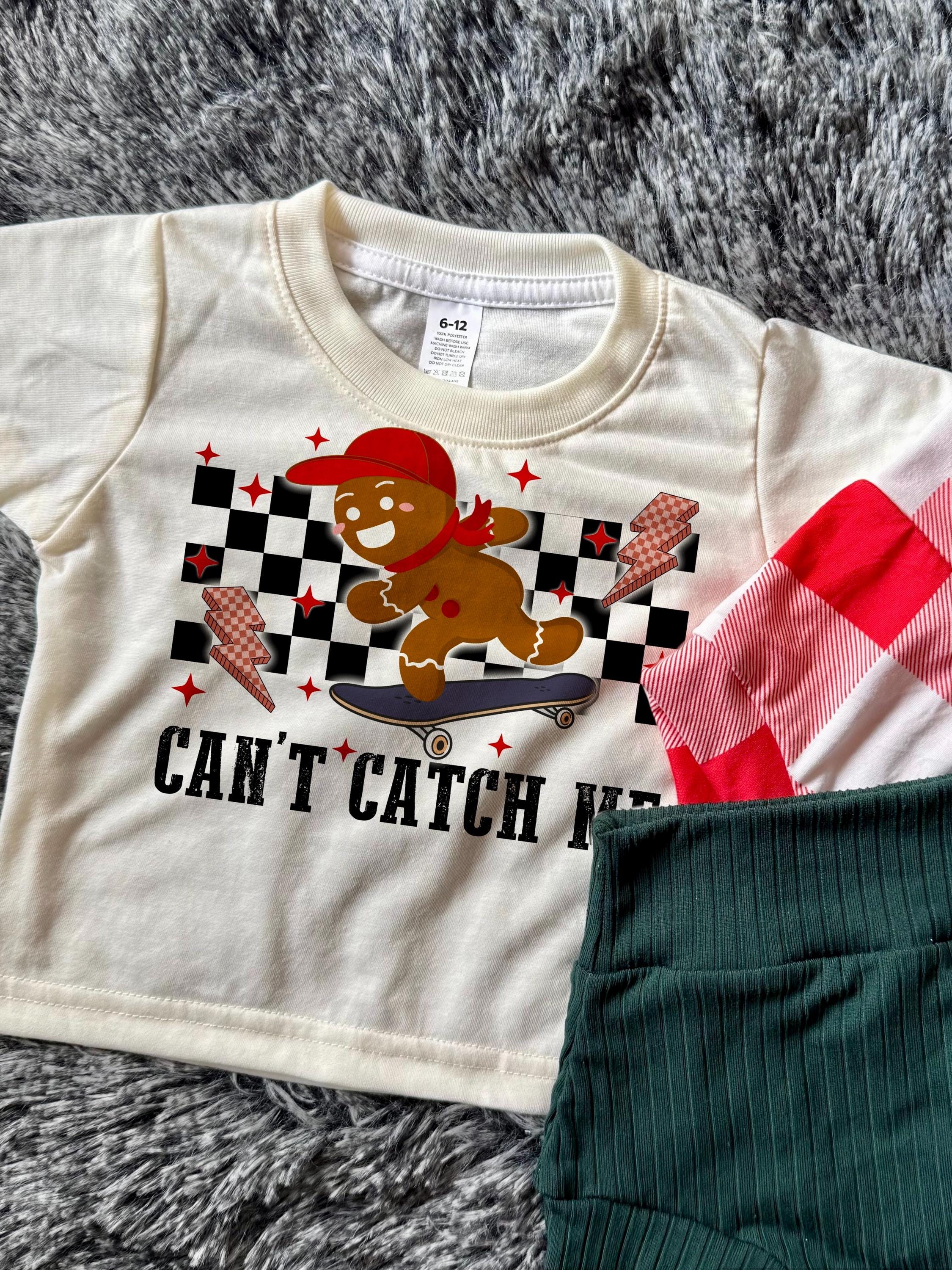 Can't Catch Me Gingerbread Man T-shirt | Cream Color Shirt Only