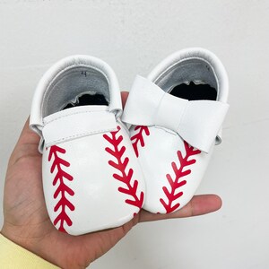 Baseball Loafers baby moccasins, baby soft sole shoe, baby crib shoes,, baby shoes, soft sole moccasins image 6