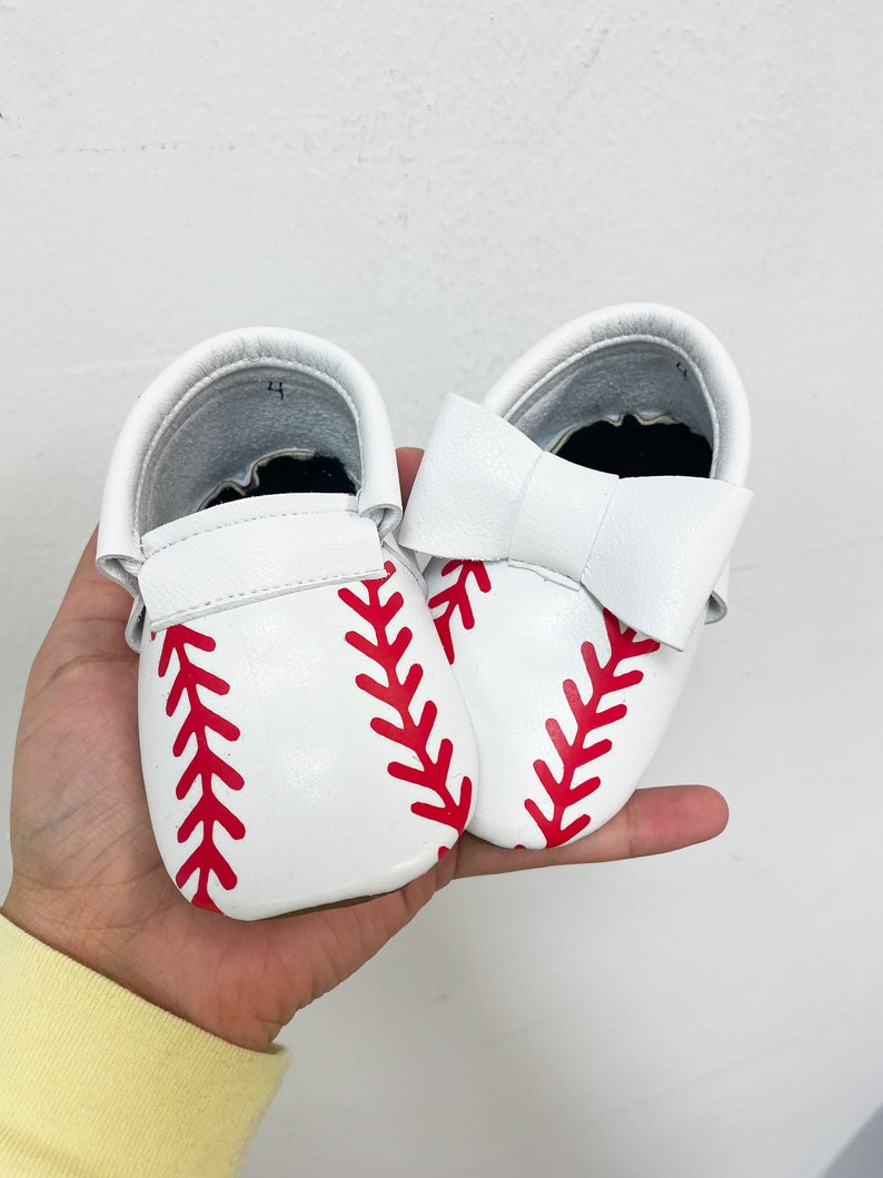 Baseball Loafers baby moccasins, baby soft sole shoe, baby crib shoes,, baby shoes, soft sole moccasins image 6