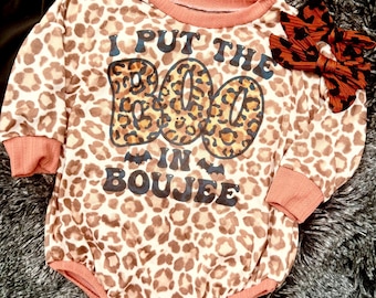 Leopard Boo Baby Romper | Put the Boo in Boujee Bodysuit | Halloween Baby Outfit | Leopard Print Baby Clothes | Fall Baby Outfit