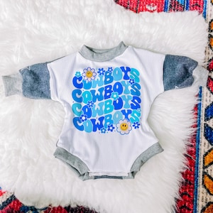 Floral Cowboys Bubble Romper With Snaps| Baby Shower Gift, Baby Romper, Baby Body Suit