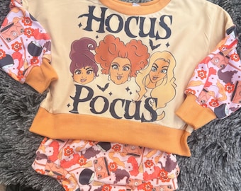 Spooky Witch Shirt & Bummies Set, Retro Halloween Clothes, Witchy Fall Outfit, Toddler Halloween Outfit