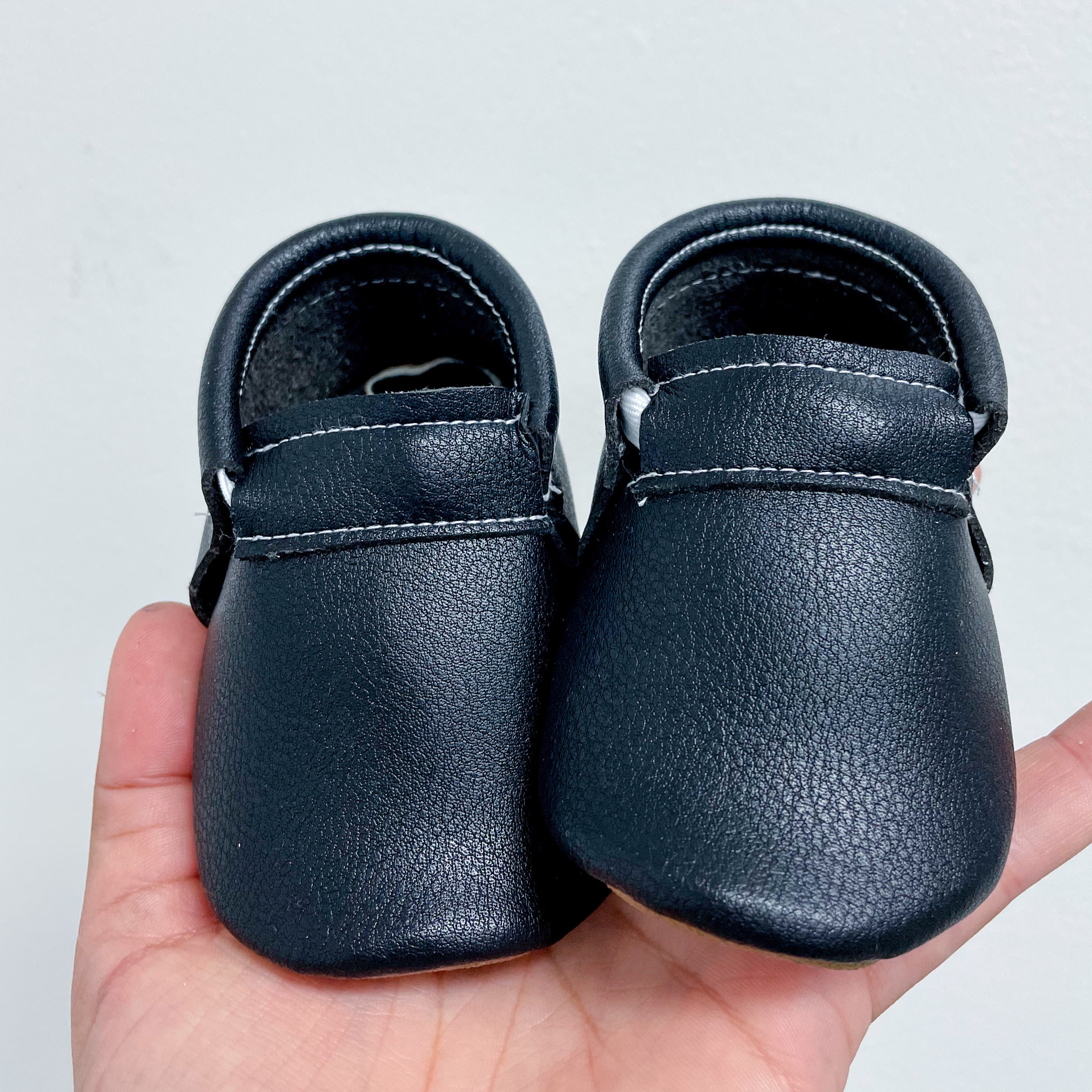 Black Loafers | Texas Moccs Handmade Baby Moccasins - Soft Sole Infants' Booties