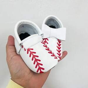 Baseball Loafers baby moccasins, baby soft sole shoe, baby crib shoes,, baby shoes, soft sole moccasins image 5