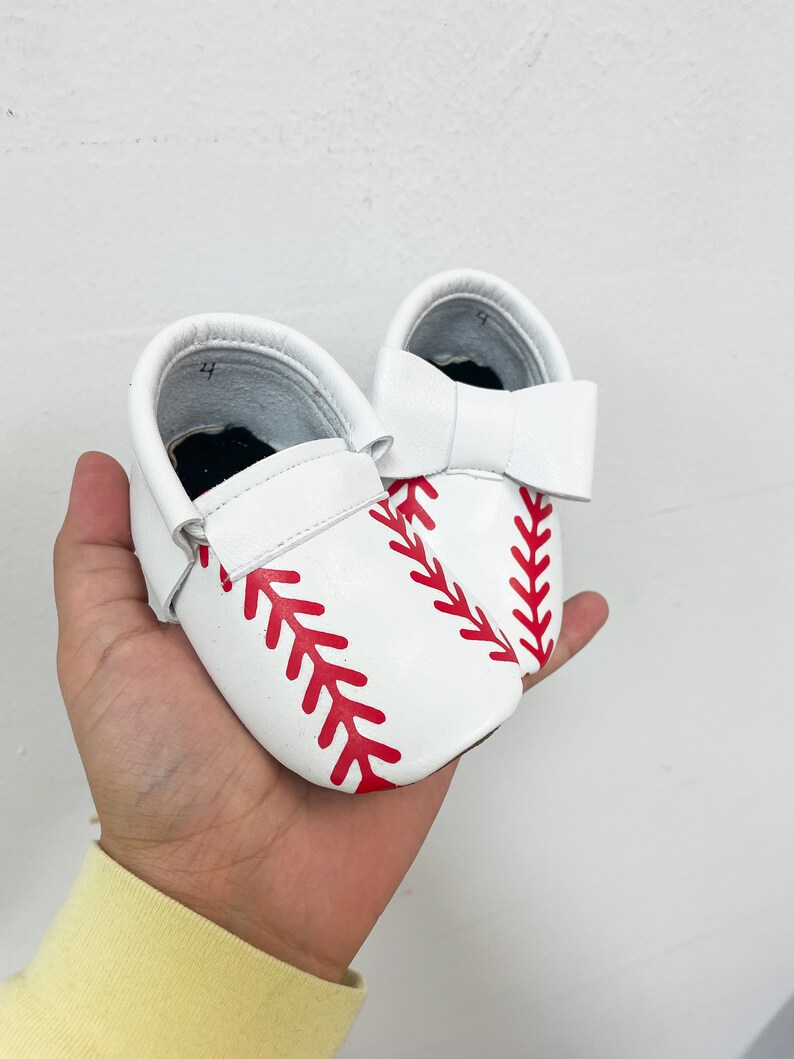 Baseball Loafers baby moccasins, baby soft sole shoe, baby crib shoes,, baby shoes, soft sole moccasins image 5